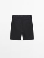 Cotton blend semi-jogger Bermuda shorts