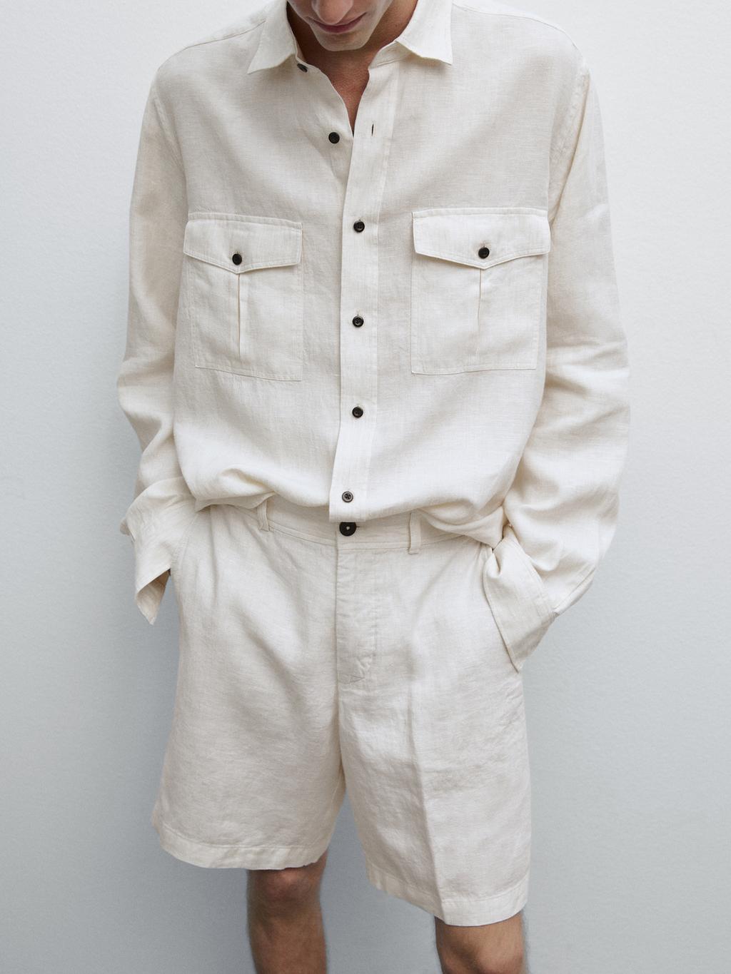 100% linen Bermuda shorts