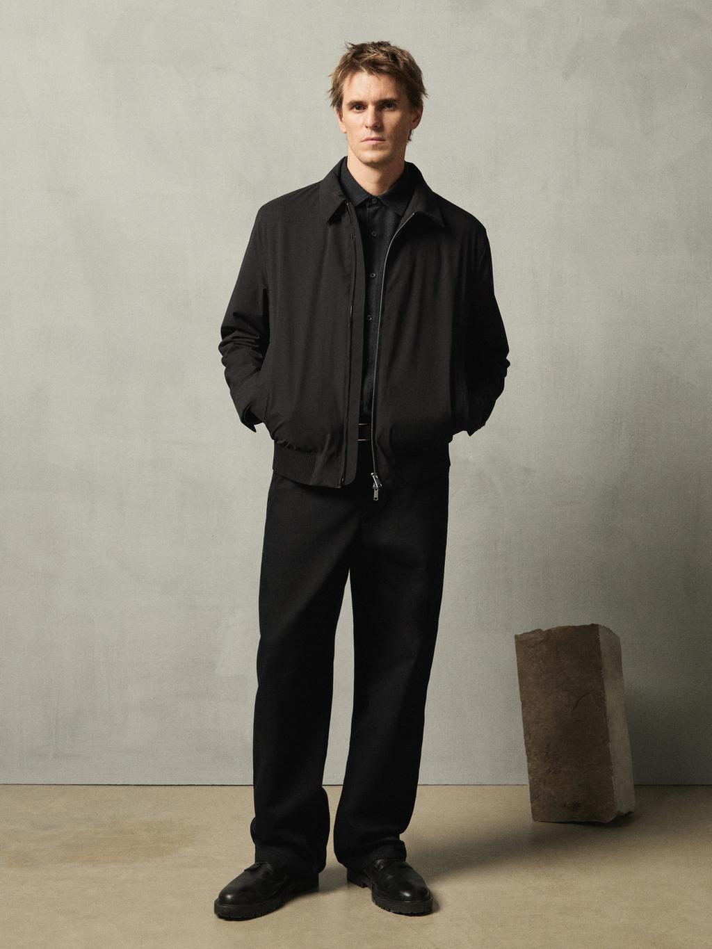 Water-repellent bomber jacket with hem detail