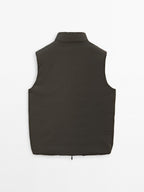 Water-repellent reversible down blend gilet