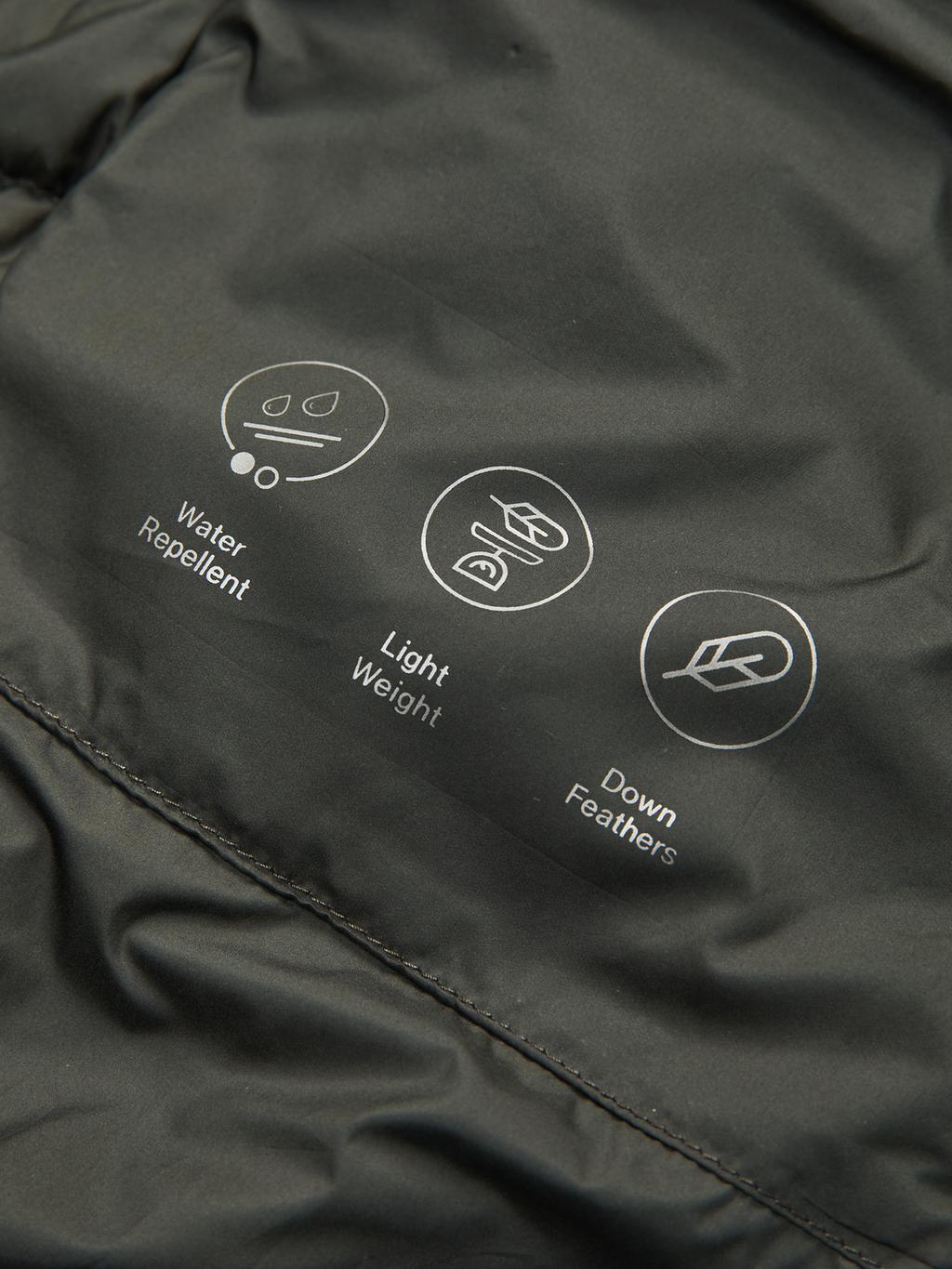 Water-repellent ultra lightweight down blend jacket