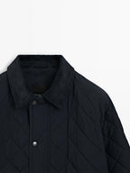 Quilted jacket with corduroy collar