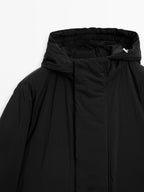 Water-repellent padded parka with hood