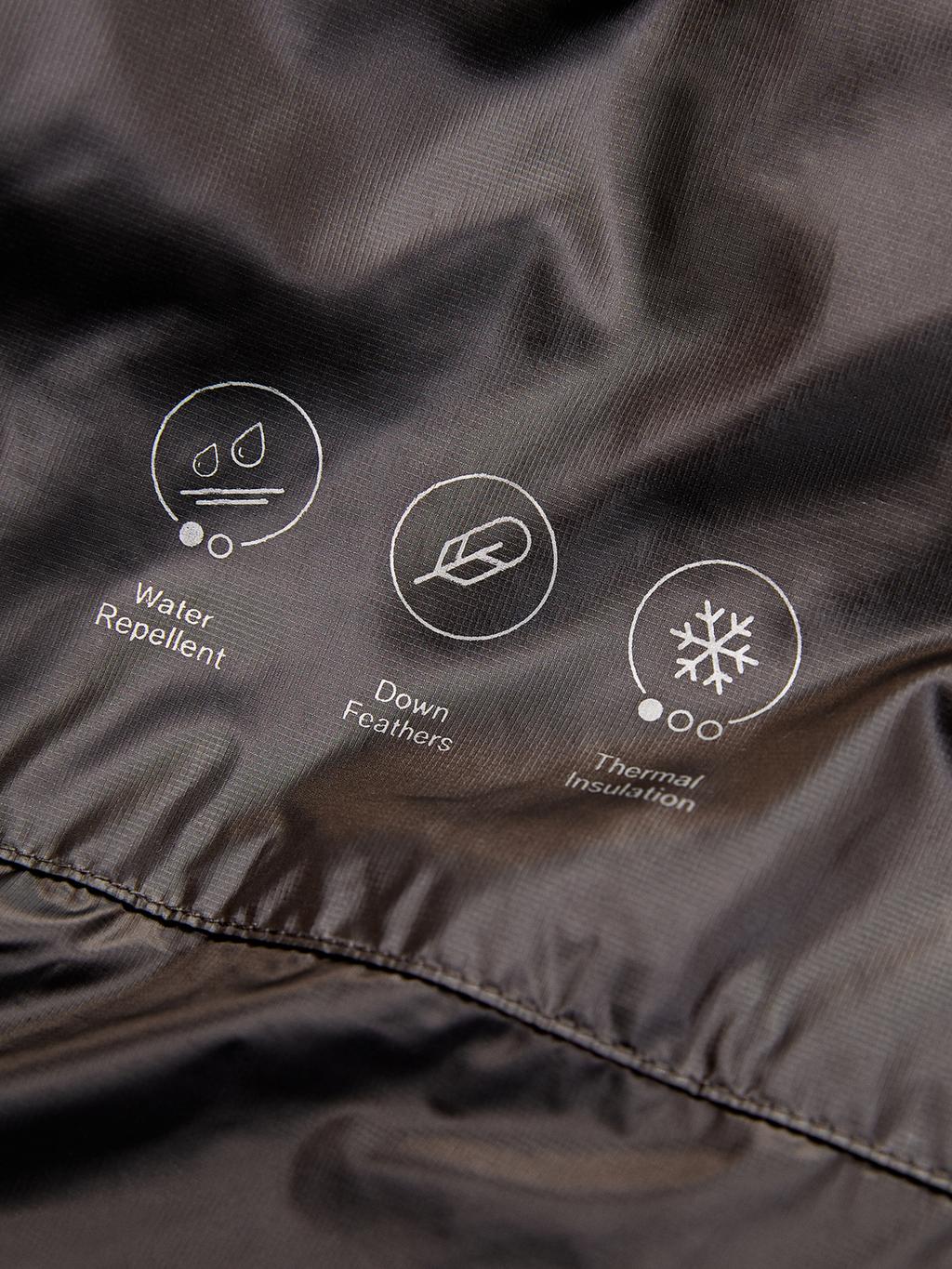 Water-repellent satin puffer jacket
