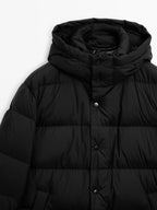 Long water-repellent puffer coat