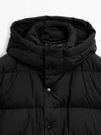 Long water-repellent puffer coat