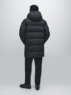 Long water-repellent puffer coat