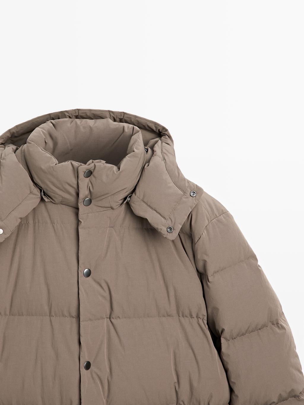 Long water-repellent down puffer jacket