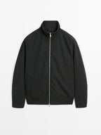 Peach-effect jacket with elbow patch details