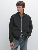 Peach-effect jacket with elbow patch details