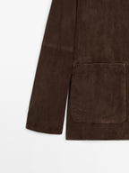 Suede leather stand collar jacket