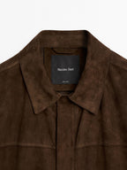 Lightweight suede leather overshirt
