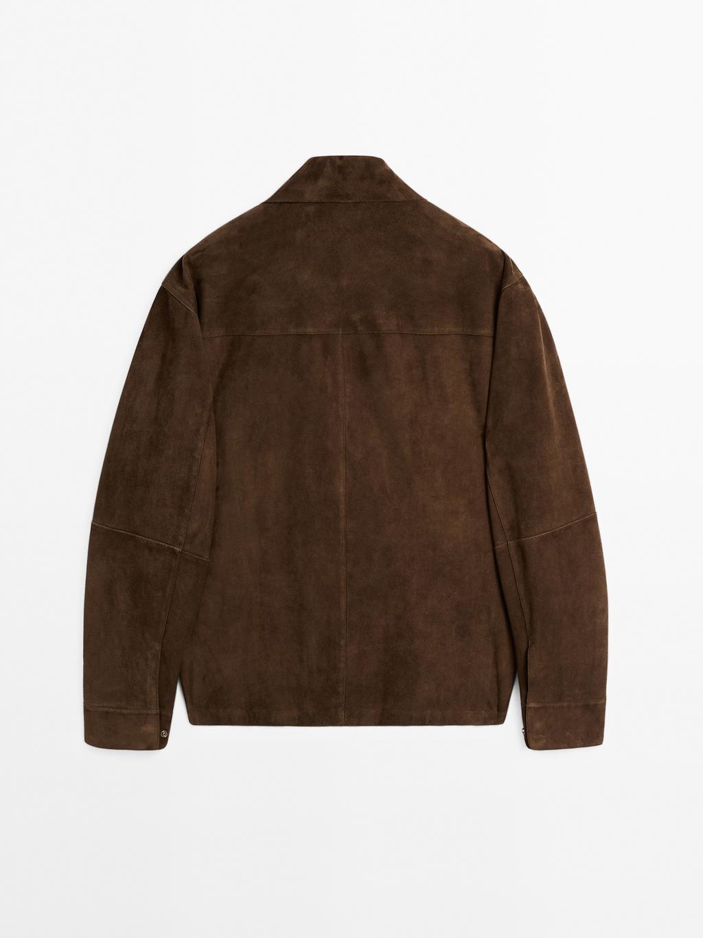 Lightweight suede leather overshirt