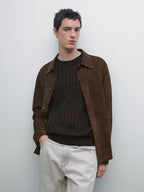 Lightweight suede leather overshirt
