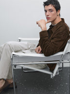 Lightweight suede leather overshirt