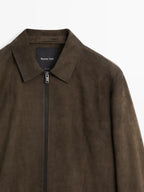 Nappa leather zip-up jacket