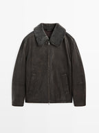 Nappa leather jacket with lambskin collar