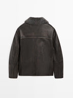 Nappa leather jacket with lambskin collar