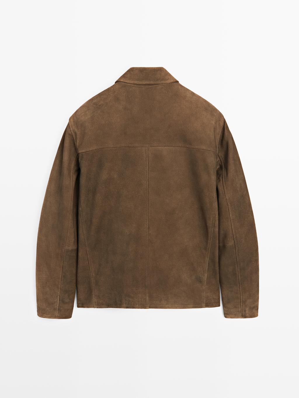 Napped suede jacket with faded detail