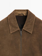 Napped suede jacket with faded detail