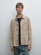 Suede leather overshirt