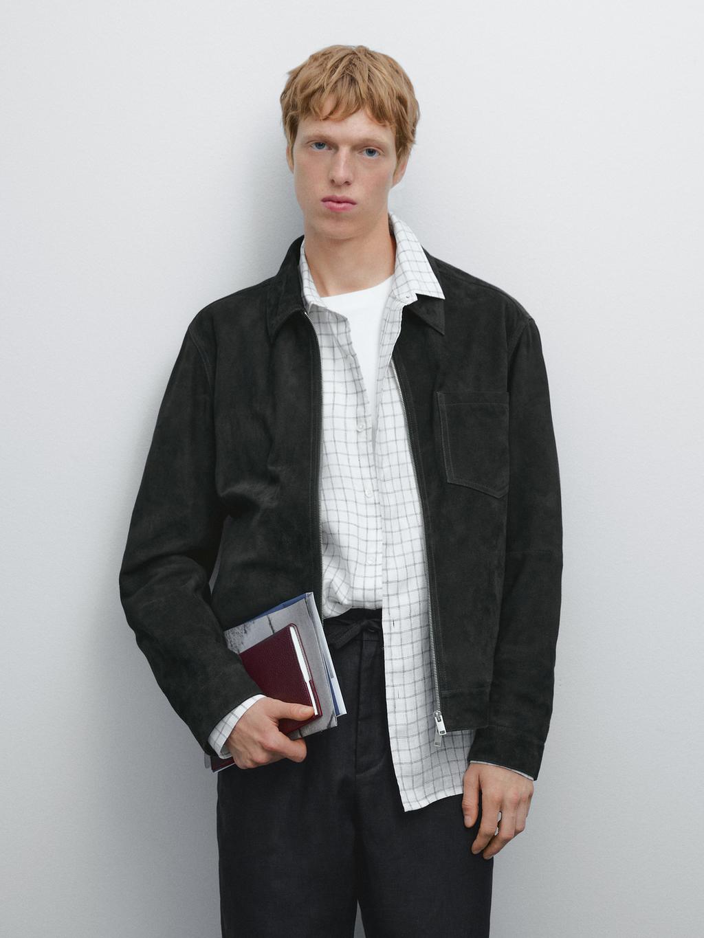 Suede leather jacket