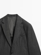 Herringbone wool blend blazer