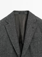 Textured check wool blend blazer