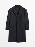 Long wool blend coat with lapel - LIMITED