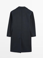 Long wool blend coat with lapel - LIMITED