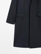 Long wool blend coat with lapel - LIMITED