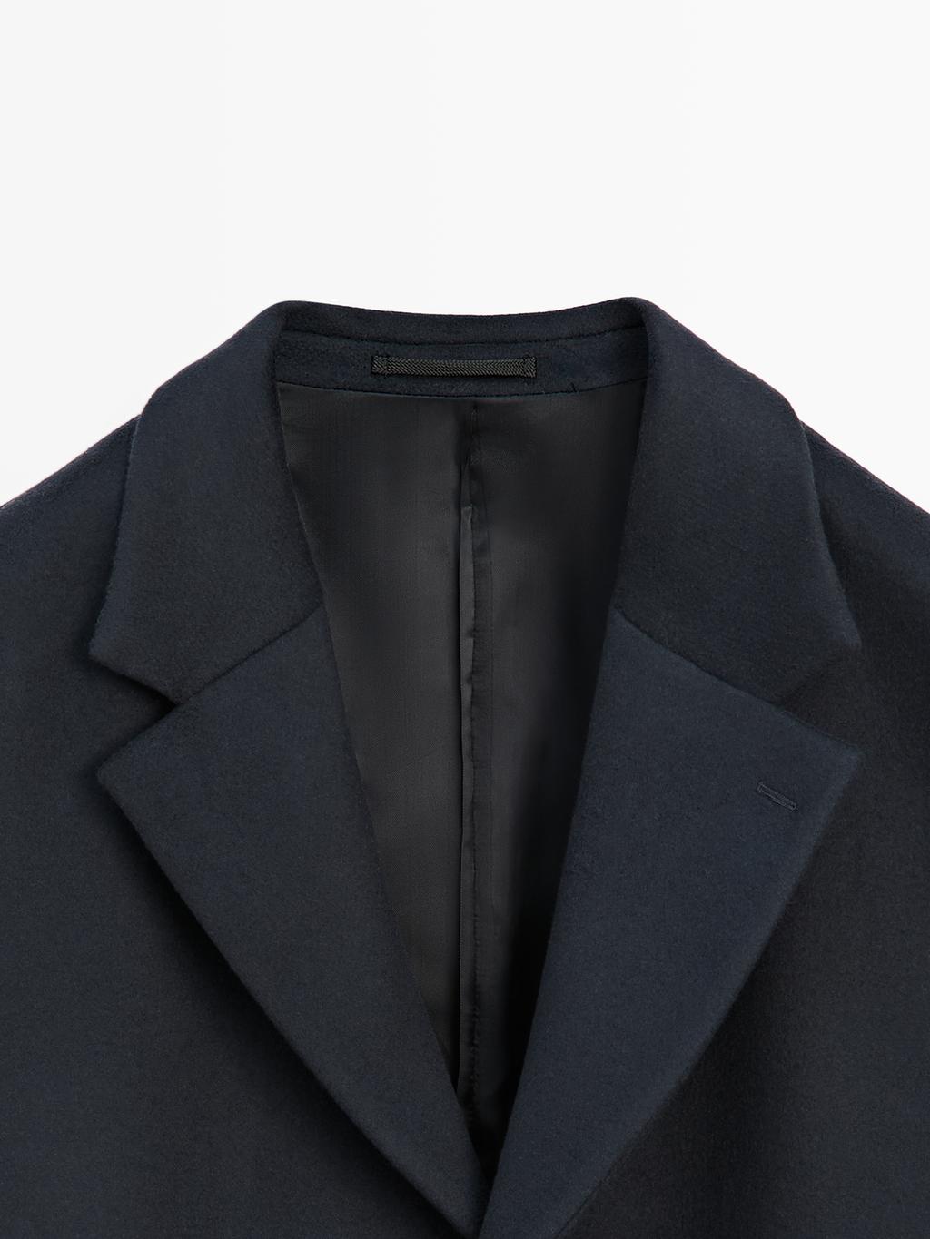 Long wool blend coat with lapel - LIMITED