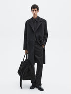 Long wool blend coat with lapel - LIMITED