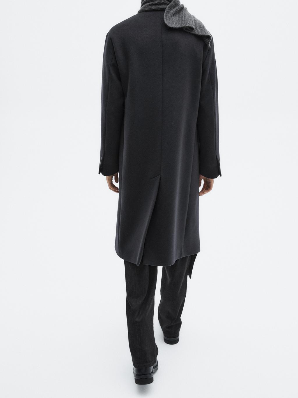 Long wool blend coat with lapel - LIMITED