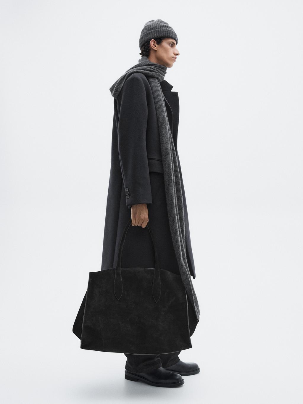 Long wool blend coat with lapel - LIMITED