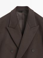 Long double-breasted wool blend coat - LIMITED