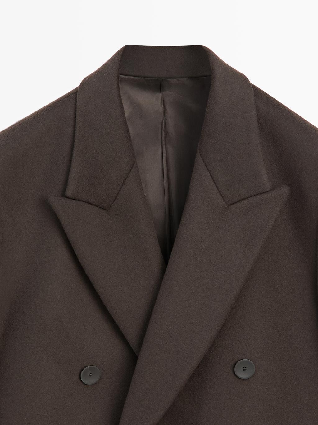 Long double-breasted wool blend coat - LIMITED