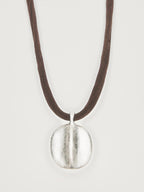 Leaf and silk cord necklace