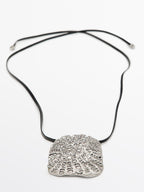 Textured medallion necklace