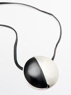 Sheepskin leather necklace with metal piece