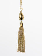 Long cocoa tassel pendant