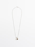 Square pendant with stone