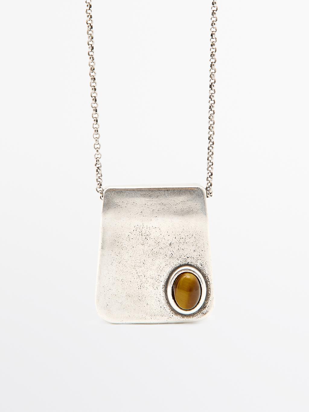 Square pendant with stone