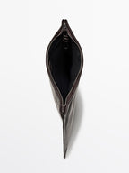 Small nappa leather pouch bag with knot