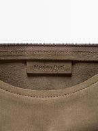 Small split suede leather pouch bag with knot