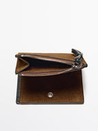 Split suede wallet with charm detail