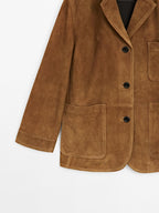 Suede leather blazer with pockets