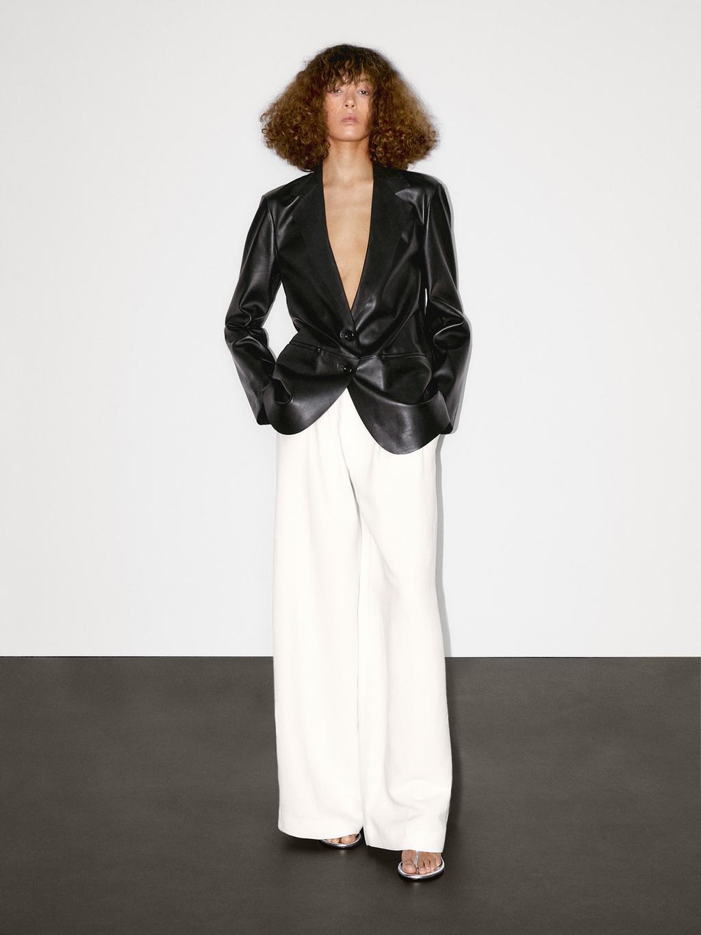 Flowing nappa leather blazer