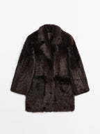 Long leather coat with fur