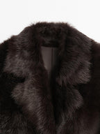 Long leather coat with fur